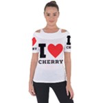 I love cherry Shoulder Cut Out Short Sleeve Top