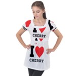 I love cherry Puff Sleeve Tunic Top