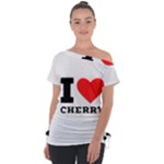 I love cherry Off Shoulder Tie-Up Tee