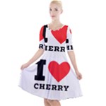 I love cherry Quarter Sleeve A-Line Dress