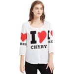 I love cherry Chiffon Quarter Sleeve Blouse