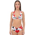 I love cherry Double Strap Halter Bikini Set