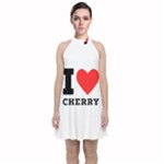 I love cherry Velvet Halter Neckline Dress 