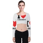 I love cherry Velvet Long Sleeve Crop Top