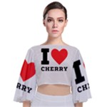 I love cherry Tie Back Butterfly Sleeve Chiffon Top