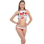 I love cherry Cross Front Halter Bikini Set