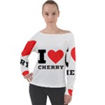 I love cherry Off Shoulder Long Sleeve Velour Top