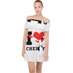 I love cherry Off Shoulder Chiffon Dress