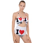 I love cherry Scallop Top Cut Out Swimsuit