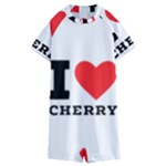 I love cherry Kids  Boyleg Half Suit Swimwear