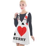 I love cherry Plunge Pinafore Velour Dress