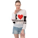 I love cherry Banded Bottom Chiffon Top