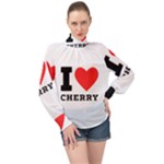 I love cherry High Neck Long Sleeve Chiffon Top