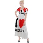 I love cherry Button Up Short Sleeve Maxi Dress