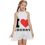 I love cherry Kids  Halter Collar Waist Tie Chiffon Dress