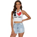 I love cherry Backless Halter Cami Shirt