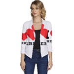 I love cherry Women s Casual 3/4 Sleeve Spring Jacket