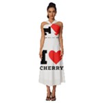 I love cherry Sleeveless Cross Front Cocktail Midi Chiffon Dress