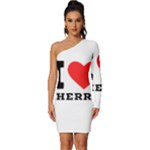 I love cherry Long Sleeve One Shoulder Mini Dress