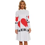 I love cherry Long Sleeve Shirt Collar A-Line Dress