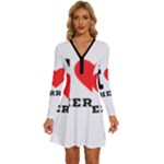 I love cherry Long Sleeve Deep V Mini Dress 