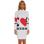 I love cherry Long Sleeve Shirt Collar Bodycon Dress