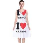 I love carrots  V-Neck Midi Sleeveless Dress 