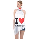 I love carrots  Halter Asymmetric Satin Top