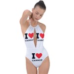 I love carrots  Plunge Cut Halter Swimsuit