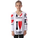 I love carrots  Kids  V Neck Casual Top