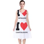 I love cantaloupe  V-Neck Midi Sleeveless Dress 