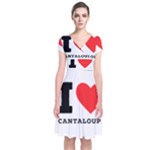 I love cantaloupe  Short Sleeve Front Wrap Dress