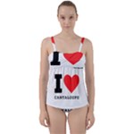 I love cantaloupe  Twist Front Tankini Set