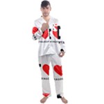 I love cantaloupe  Men s Long Sleeve Satin Pajamas Set