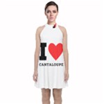 I love cantaloupe  Velvet Halter Neckline Dress 