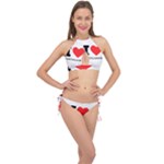 I love cantaloupe  Cross Front Halter Bikini Set