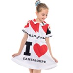 I love cantaloupe  Kids  Short Sleeve Shirt Dress