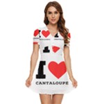 I love cantaloupe  V-Neck High Waist Chiffon Mini Dress