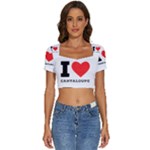 I love cantaloupe  Short Sleeve Square Neckline Crop Top 