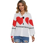 I love cantaloupe  Women s Long Sleeve Button Up Shirt