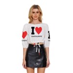 I love cantaloupe  Mid Sleeve Drawstring Hem Top