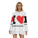 I love cantaloupe  Round Neck Long Sleeve Bohemian Style Chiffon Mini Dress