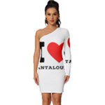 I love cantaloupe  Long Sleeve One Shoulder Mini Dress