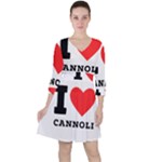 I love cannoli  Quarter Sleeve Ruffle Waist Dress