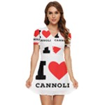 I love cannoli  V-Neck High Waist Chiffon Mini Dress