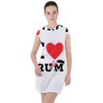 I love rum Drawstring Hooded Dress