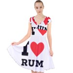 I love rum Cap Sleeve Front Wrap Midi Dress