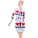 I love rum Button Long Sleeve Dress