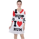 I love rum Quarter Sleeve Ruffle Waist Dress