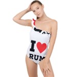 I love rum Frilly One Shoulder Swimsuit